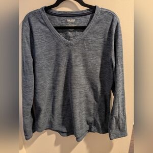 Tek Gear Blue Heathered V-Neck Top